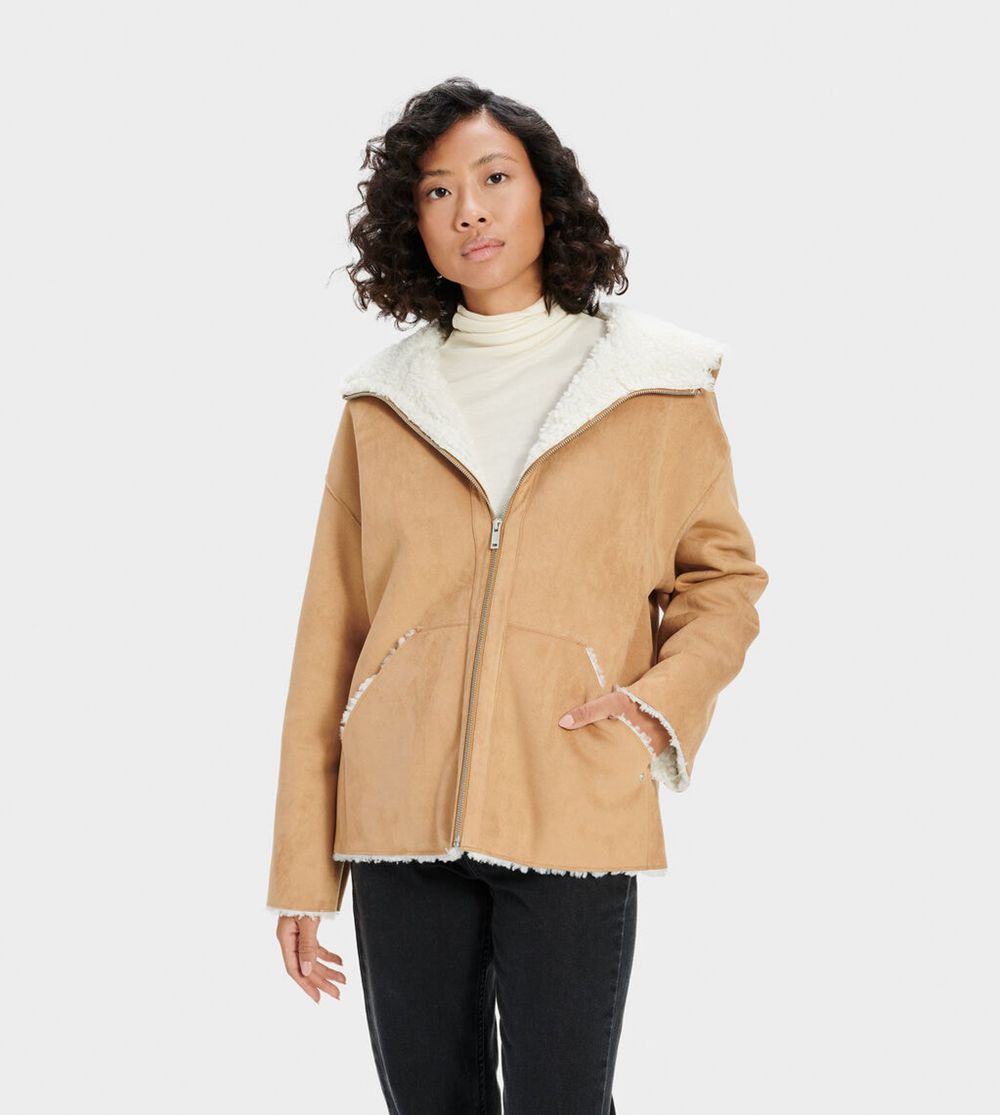 Ugg Jody Faux Shearling - Womens Hoodie - Beige - NZ (4723PUQFK)